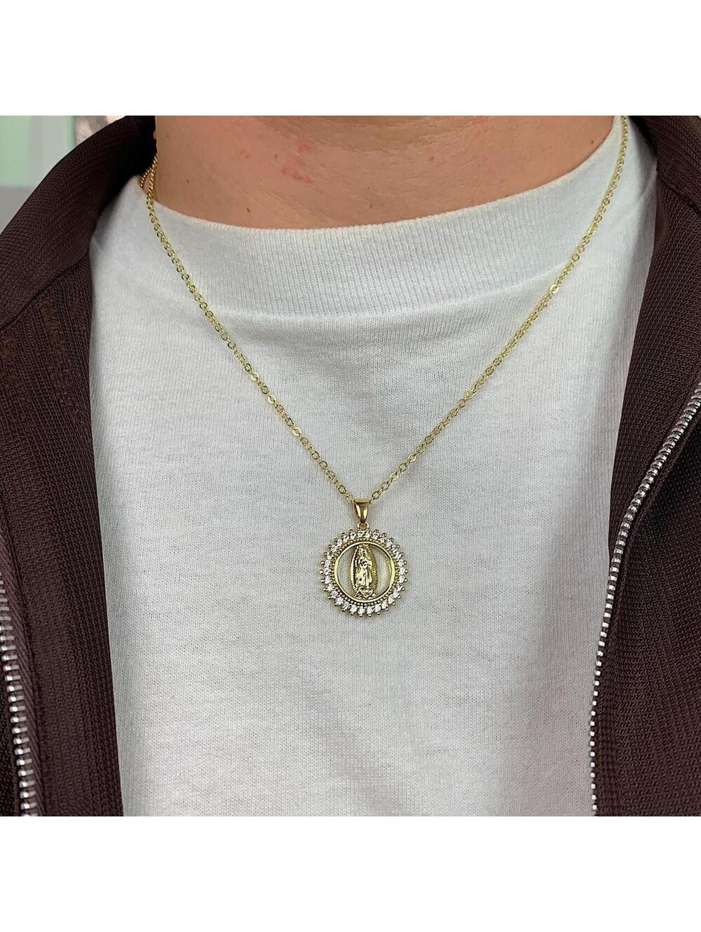Vintage Y2K Gold Rhinestone Circle Chain Necklace